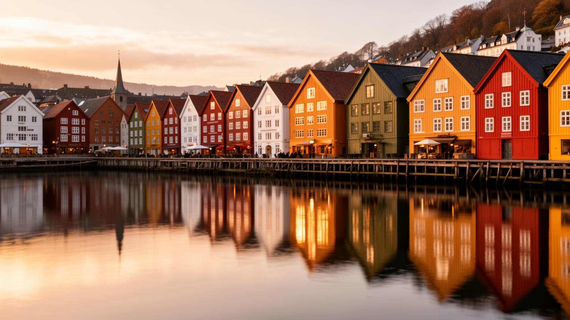 Bergen, Norway at golden hour